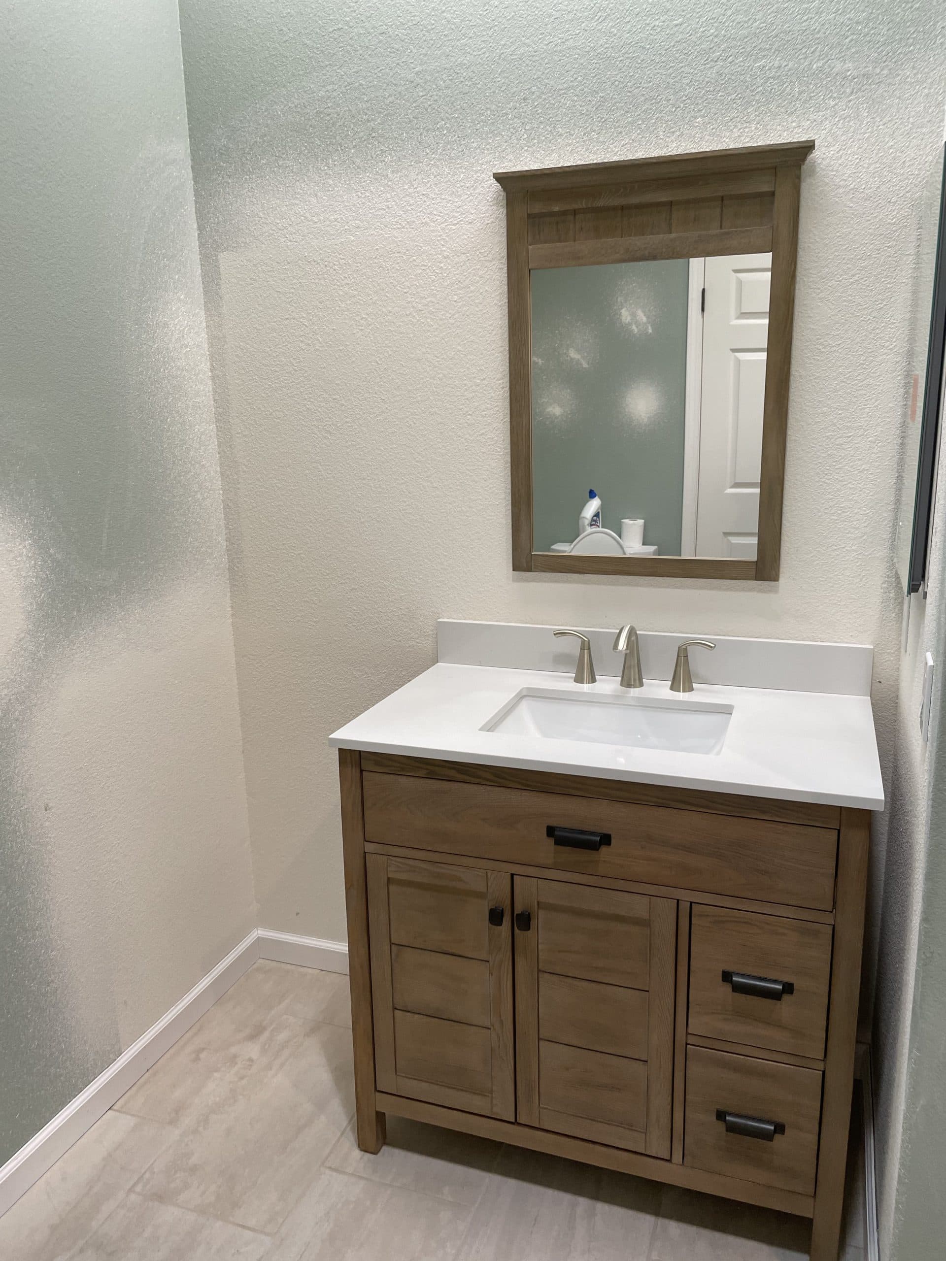 Remodeled bathroom with updated tile and chrome fixtures Sacramento