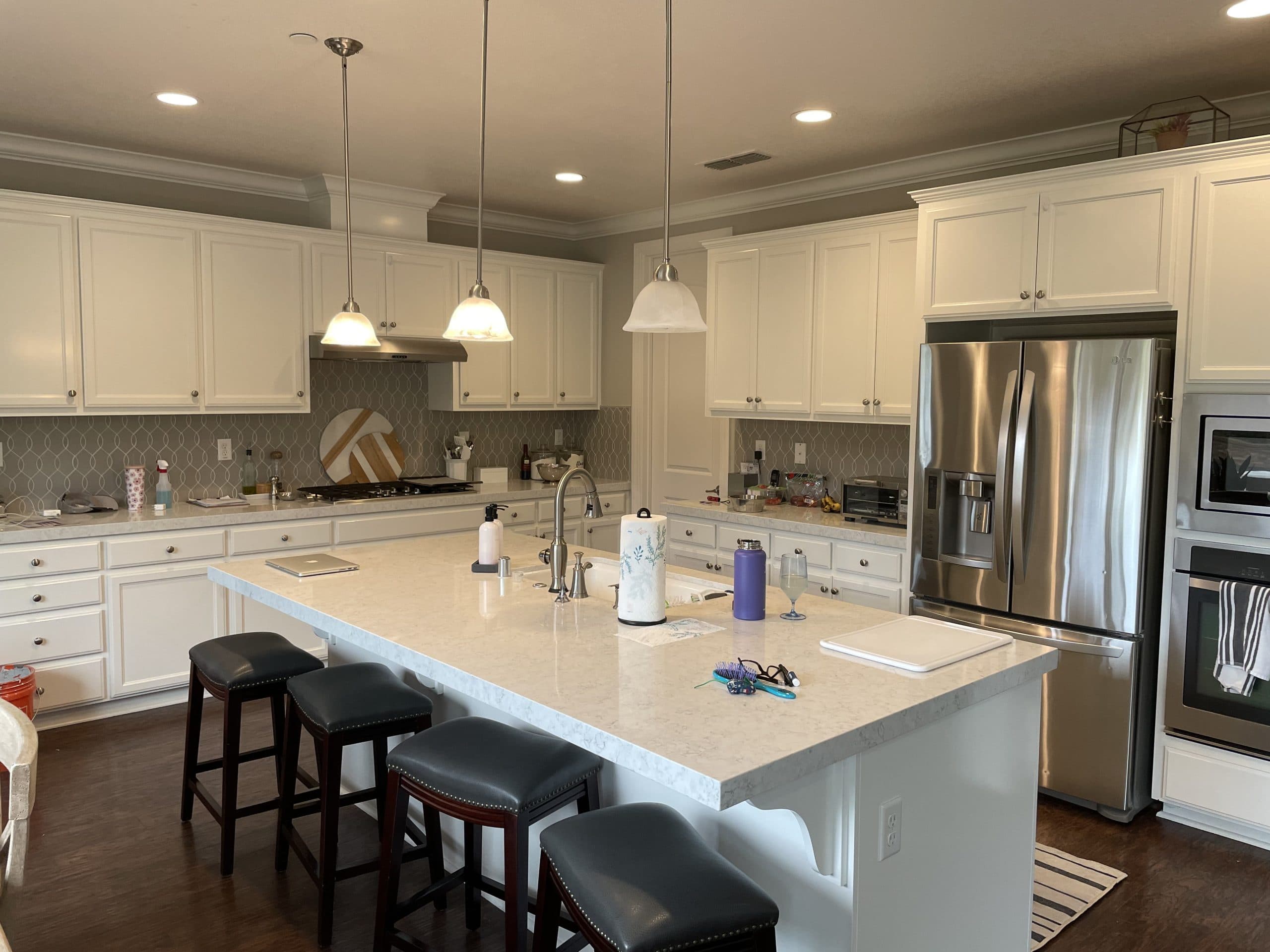 Updated kitchen with countertops and backsplash Carmichael remodel